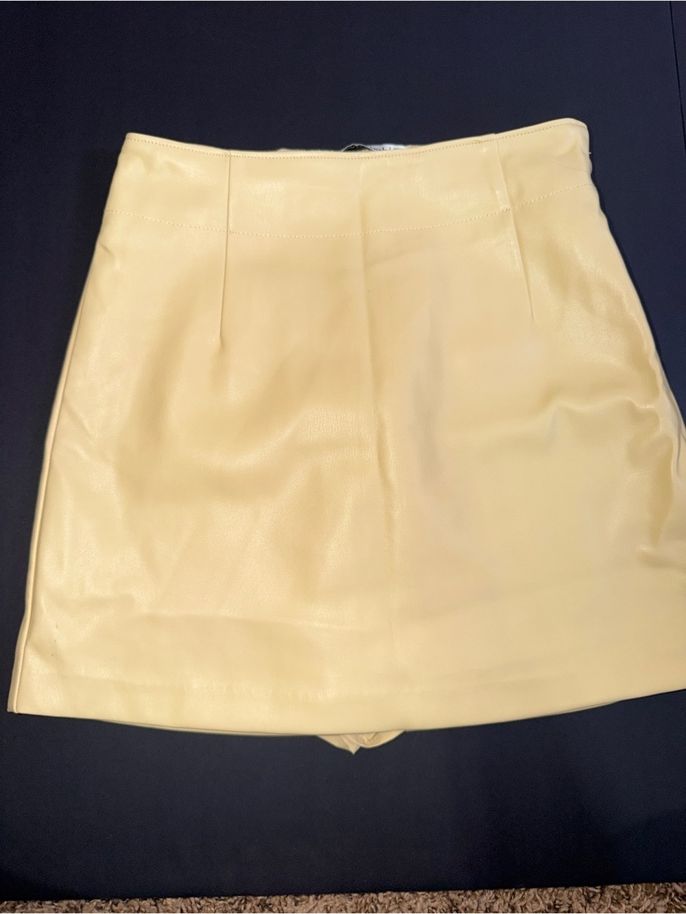 Abercrombie & Fitch Pale Yellow Vegan Leather Mini Skirt